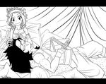  black_hair crown fairy_tail gajeel_redfox levy_mcgarden long_hair monochrome smile sword weapons 