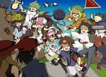  6+boys ^_^ baseball_bat baseball_cap bel_(pokemon) brown_hair calme_(pokemon) cameo cardcaptor_sakura chain cheren_(pokemon) closed_eyes club double_bun dynamite fire_extinguisher fuuin_no_tsue gen_1_pokemon gen_2_pokemon gen_5_pokemon glasses happy hat helmet hue_(pokemon) jumping kyouhei_(pokemon) long_hair mei_(pokemon) multiple_boys multiple_girls n_(pokemon) necktie palpitoad pantyhose pokemon pokemon_(creature) pokemon_(game) pokemon_bw pokemon_bw2 pokemon_xy qwilfish red-framed_eyewear road_sign sei_(shinkai_parallel) semi-rimless_eyewear serena_(pokemon) sign spiked_club stunfisk touko_(pokemon) touya_(pokemon) twintails tympole visor_cap voltorb wand weapon you_gonna_get_raped 