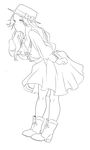  bad_id bad_pixiv_id full_body greyscale hat highres lineart long_hair monochrome original shimoe solo transparent_background 