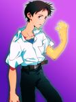  glowing hosaka_dx ikari_shinji male_focus neon_genesis_evangelion red_eyes solo spoilers 