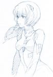  ayanami_rei bodysuit hair_ornament hand_on_another's_face mogeco neon_genesis_evangelion out_of_frame plugsuit short_hair sketch solo_focus 