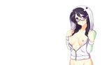  black_hair breasts glasses hanekawa_tsubasa long_hair monogatari_(series) nagamon nipples nude open_shirt purple_eyes 