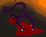  anthrofied ass_up balls blanket casualfurry clipped_wings dragon dripping face_down_ass_up flightless green_eyes how_to_train_your_dragon looking_at_viewer male night_fury penis purple_body scalie solo toothless uncut 
