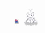  bangs blunt_bangs bow chibi comic expressionless fujiwara_no_mokou hair_bow hat long_hair monochrome pants rino_(kurumi) silent_comic simple_background sitting solid_circle_eyes solo spot_color suspenders touhou wariza 