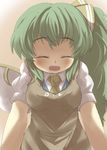  apron commentary daiyousei fairy_wings gaoo_(frpjx283) green_hair hair_ribbon highres long_hair open_mouth ribbon side_ponytail smile solo touhou wings 