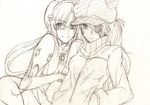  animal_hat arm_hug cat_hat evangelion:_3.0_you_can_(not)_redo eyepatch frown glasses hairband hands_in_pockets hat jacket makinami_mari_illustrious mogeco multiple_girls neon_genesis_evangelion rebuild_of_evangelion shikinami_asuka_langley sketch smile souryuu_asuka_langley 