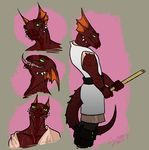  argonian boots clothing ear_fins ear_piercing frills galoogamelady green_eyes male piercing police_baton scalie spines standing stick suggestive teasing the_elder_scrolls tongue undressing video_games 