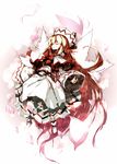 absurdly_long_hair blonde_hair bow capelet closed_eyes dress flying hat lily_white long_hair long_sleeves outstretched_arms page petals sketch smile solo spread_arms touhou very_long_hair white_dress wide_sleeves wings 