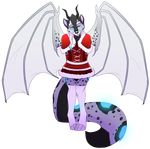  dragon feline female glowing horn hybrid keamutt legwear leopard mammal outfit santa snow_leopard stockings sumari toeless_socks wings 