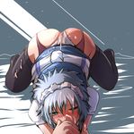  after_sex blue_eyes braid cum cum_on_body cum_on_clothes cum_on_hair cum_on_lower_body facial garter_straps izayoi_sakuya maid maid_headdress one_eye_closed panties panties_aside shiba_yuuki short_hair silver_hair solo thighhighs top-down_bottom-up touhou twin_braids underwear 