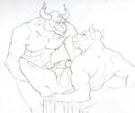  ankh anthro balls beard bed biceps bovine cattle duo ear_piercing erection facial_hair frottage fur gay gingertail gripping holding horn leaking lying male mammal muscles nipples nude on_back pecs penis piercing precum ring sex sketch spread_legs spreading standing table_lotus_position 