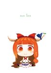  chain chibi horns ibuki_suika leaf long_hair nihimaru orange_eyes orange_hair sitting smile solo touhou 