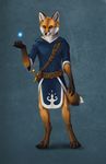  canine fox magic male mammal medieval myenia solo sword weapon 