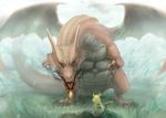  dragon fire from_behind gen_1_pokemon grass lif no_humans pikachu pokemon pokemon_(creature) realistic 