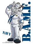  cooner goat looking_at_viewer male mammal military muscles navy saluting solo uniform 