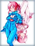  bad_id bad_pixiv_id bodysuit breasts cleavage cleavage_cutout collar digimon digimon_world_re:digitize dual_persona medium_breasts multiple_girls pink_eyes pink_hair rindou_akiho twintails underboob underboob_cutout zero_hime 