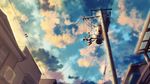  amemura_(caramelo) bird cloud from_below no_humans original power_lines scenery sky telephone_pole transformer vocaloid 