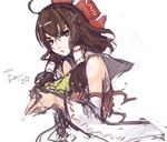  ahoge bare_shoulders bow brown_hair detached_sleeves hair_bow hair_tubes hakurei_reimu hands_together long_hair own_hands_together panties_(pantsu-pirate) parted_lips solo touhou wide_sleeves yellow_eyes 
