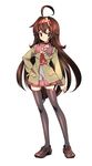  brown_eyes brown_hair cross long_hair maetaku original solo thighhighs 