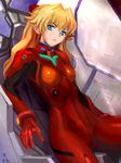  blue_eyes bodysuit breasts cockpit evangelion:_2.0_you_can_(not)_advance hair_ornament highres long_hair medium_breasts neon_genesis_evangelion orange_hair plugsuit rebuild_of_evangelion shikinami_asuka_langley solo souryuu_asuka_langley zero_hime 