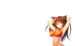  animal_ears blush brown_hair catgirl ktsis long_hair navel original underboob white yellow_eyes 