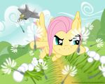  blur bushes cloud clouds dandelion equine eyelashes f22_raptor female feral flat_color fluttershy_(mlp) fluttreshy flying friendship_is_magic grass hair horse jet mammal motion_blur my_little_pony pegasus pony smile wings 