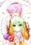  closed_eyes green_eyes green_hair hairband heart highres komeiji_koishi komeiji_satori kuroyume_(dark495) multiple_girls pink_hair short_hair siblings sisters smile third_eye touhou 