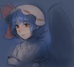  blue_hair crossed_arms hat magical_ondine red_eyes remilia_scarlet sad short_hair solo tears touhou 