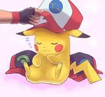  bad_id bad_pixiv_id baseball_cap fingerless_gloves gen_1_pokemon gloves hat holding leaning_back pikachu pokemon pokemon_(anime) pokemon_(creature) satoshi_(pokemon) sitting sleeping smile turizao 