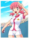  1girl akane_(pokemon) gym_leader lowres pink_hair pokemoa pokemon pokemon_(anime) soara 