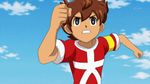  2boys aggressive_beat_kai animated animated_gif brown_hair hissatsu_techniques inazuma_eleven inazuma_eleven_(series) inazuma_eleven_go lowres male male_focus male_only matsukaze_tenma multiple_boys nishiki_ryouma soccer_uniform sportswear 