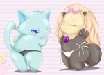  blue_eyes blush butt canine cat cub dog feline female king(jewelpet) lapis_lazuli_(jewel_pet) mammal one_eye_closed onyx_(jewel_pet) panties purple_eyes seductive suvaru swimsuit topaz_(jewel_pet) underwear wink young 