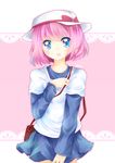  :o absurdres bag blue_eyes blush handbag hat highres pink_hair pokemon pokemon_(game) pokemon_bw2 revanche ruri_(pokemon) short_hair signature skirt solo 