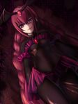  bad_end_happy bad_end_precure bat_wings black_bodysuit bodysuit dark_persona frills gem kuma_no_hito long_hair pink_eyes pink_hair precure ringed_eyes skirt smile smile_precure! solo tiara torn_clothes twintails very_long_hair wings 