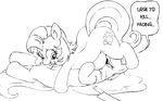  babs_seed_(mlp) black_and_white cutie_mark duo english_text equine female feral friendship_is_magic hair horse knife lactating lesbian mammal milk milky_way_(character) monochrome my_little_pony nipples p.chronos pony teats text 