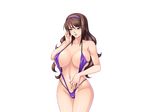  1girl beauty_mark breasts green_eyes kagami kagami_hirotaka large_breasts lilith-soft milf mole nagisa_sayoko ochiru_hitozuma sayoko_nagisa sling_bikini solo swimsuit 