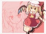  ascot bad_id bad_pixiv_id blonde_hair character_name flandre_scarlet h@ll hat open_mouth red_eyes smile solo touhou wings zoom_layer 