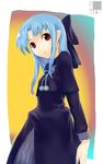  bad_id bad_pixiv_id black_dress blue_hair bow capelet dress hair_bow len melty_blood nfb-zmc pointy_ears red_eyes solo tsukihime 