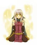  artist_request bare_shoulders belt black_gloves black_legwear blue_scarf boots dress elbow_gloves fire_emblem fire_emblem:_akatsuki_no_megami gloves hair_ribbon half_updo long_hair lowres micaiah pantyhose ribbon scarf side_slit silver_hair sleeveless sleeveless_dress solo yellow_eyes 