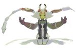  antennae bad_id bad_pixiv_id bodysuit copyright_request iwamoto_zerogo kneeling mecha_musume monster_girl multiple_arms solo white_hair 