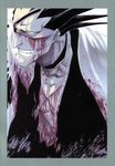  black_hair bleach blood eyepatch grin haori japanese_clothes jpeg_artifacts kubo_taito male_focus official_art scar scar_across_eye sinister smile solo taichou_haori zaraki_kenpachi 