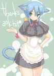  animal_ears apron blue_hair blush breasts cat_ears copyright_request large_breasts maid mutsutake solo tail 