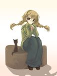  braid cat glasses original sakurai_unan solo twin_braids 