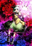  blue_flower blue_rose danmaku flower green_eyes hat heart highres kazetto komeiji_koishi ribbon rose short_hair silver_hair solo touhou 