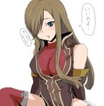  blue_eyes blush brown_hair hair_over_one_eye sima tales_of_(series) tales_of_the_abyss tear_grants thighhighs translation_request 