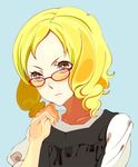  blonde_hair glasses lowres nirmeli original purple_eyes solo 