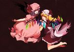  bad_id bad_pixiv_id barefoot bat_wings blonde_hair blue_hair flandre_scarlet hat jugem multiple_girls ponytail red_eyes remilia_scarlet ribbon short_hair siblings sisters touhou wings 