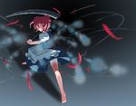  bad_id bad_pixiv_id barefoot highres onozuka_komachi organ_derwald petals red_eyes red_hair scythe solo touhou two_side_up 