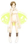  bad_id bad_pixiv_id boots brown_hair legs loose_socks nanahime one_eye_closed original scarf short_hair socks solo sweater yellow_eyes 