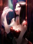  bad_id bad_pixiv_id black_hair blood blood_on_breasts breasts fangs highres ladic long_hair medium_breasts nail_polish nude original purple_eyes snake solo 